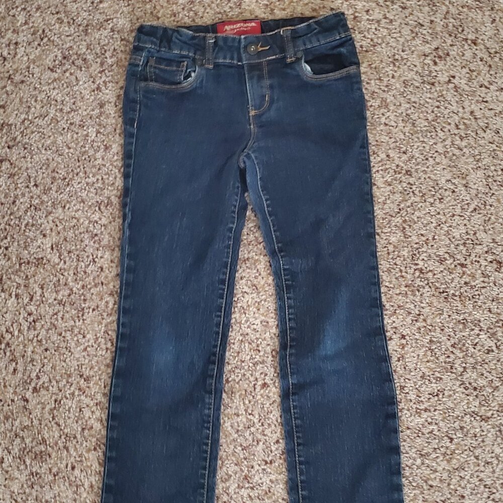 Girls Arizona Straight Blue Jeans with adjustable bands, Size 10